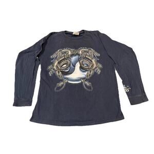 1980’s Vintage JNCO Dragon Y2K Skater Blue Long Sleeve T-Shirt SZ Large Print